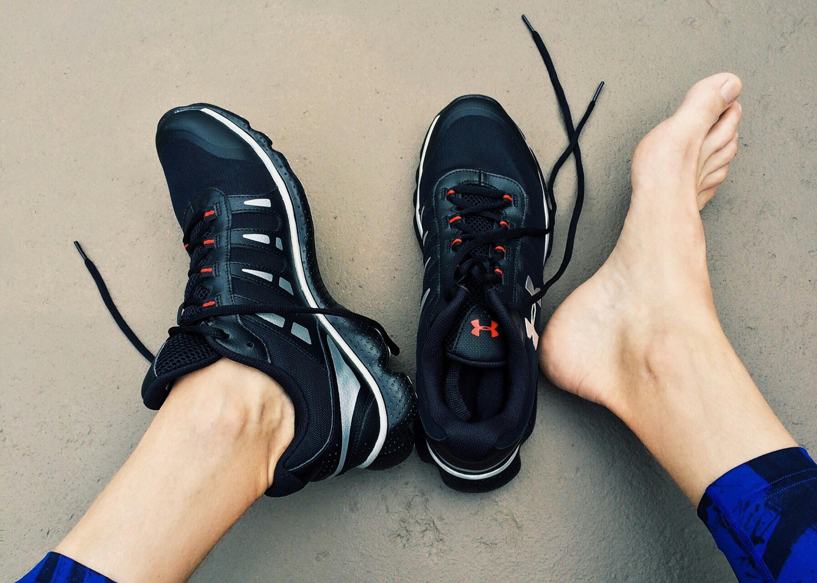 Foot in and outside the shoe showing toes and ankle